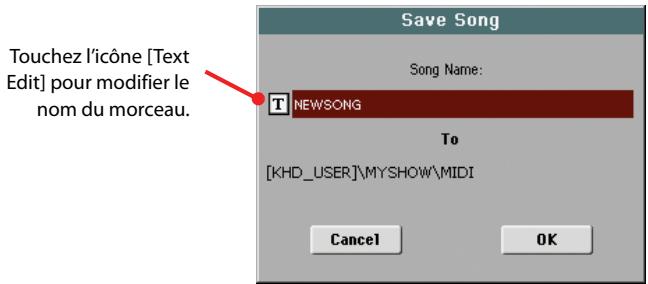 KORG PA3X - Sélectionnez la commande save song pour afficher la fenêtre save song. - 5