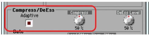 KORG PA3X - Cochez la case "adaptive" dans la section "compress/deess" et utilisez la commande d'écran [compress] pour réduire la plage dynamique de votre chant et garantir qu'il soit toujours parfaitement audible. - 1