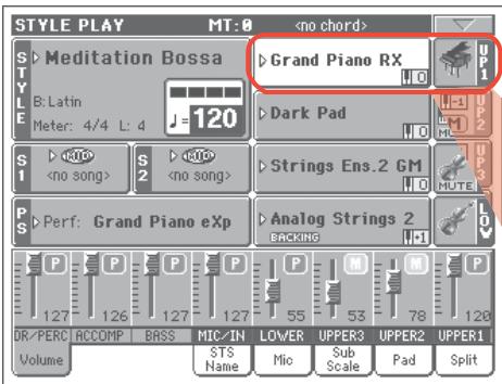 KORG PA800 - Vérifiez que la piste upper 1 est sélectionnée et qu'elle est en mode play. - 1