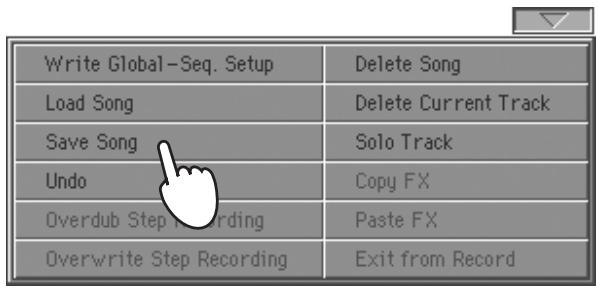 KORG PA800 - Sélectionnez la commande save song pour afficher la fenêtre save song. - 1