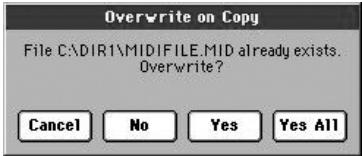 KORG PA800 - Remplacer (procedure Overwriting) des fichiers ou des dossiers déjà présents - 1