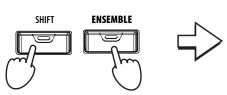 KORG PA800 - Pour sélectionner un style d'harmonisation différent, gardez enfoncé le bouton SHIFT et appuyez sur le bouton ensemble pour afficher la page ensemble. - 1