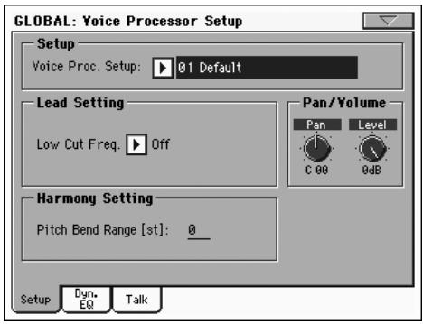 KORG PA800 - Afficher les pages d'édition de voice processor - 2