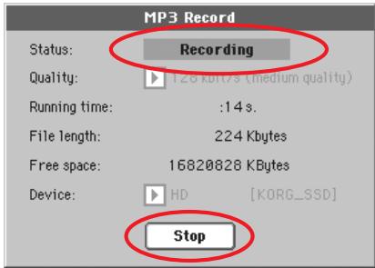 KORG PA800 - Enregistrer des fichiers MP3 - 2