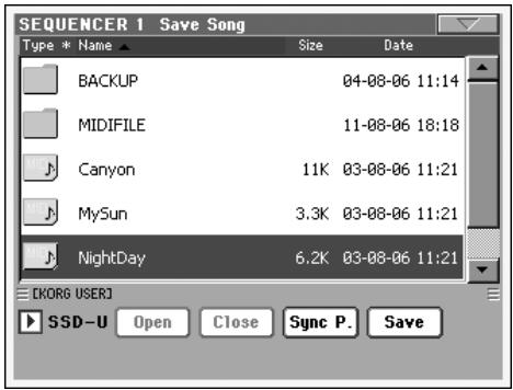 KORG PA800 - Sélectionnez la commande save song pour afficher la fenêtre save song. - 3