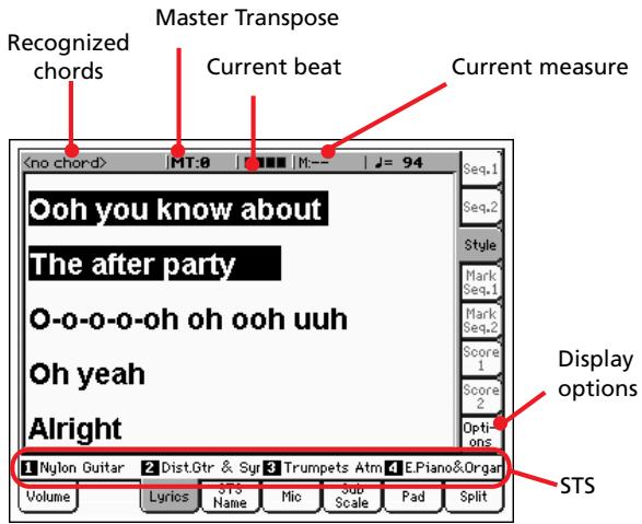 KORG PA800 - Afficheur lyrics - 1