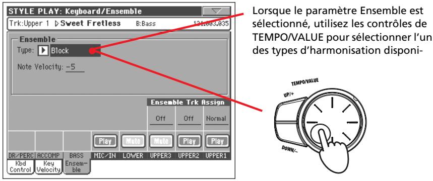 KORG PA800 - Pour sélectionner un style d'harmonisation différent, gardez enfoncé le bouton SHIFT et appuyez sur le bouton ensemble pour afficher la page ensemble. - 2
