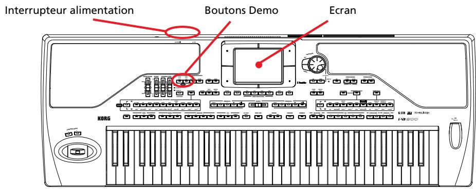 KORG PA800 - Mettre l'instrument sous tension et reproduire les morceaux de démonstration - 1