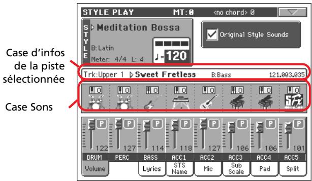 KORG PA800 - Page d'affichage des pistes de style - 1