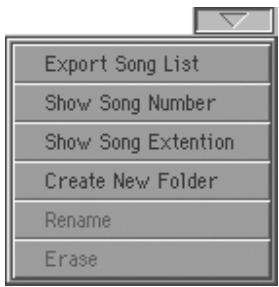 KORG PA800 - Menu de la page song select - 1