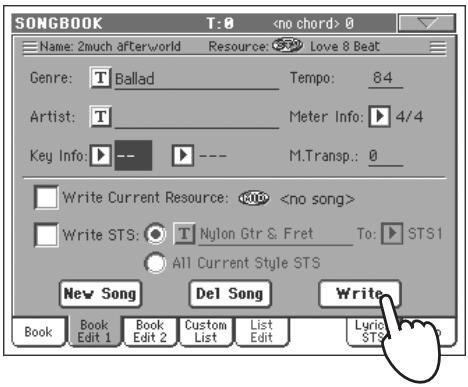 KORG PA800 - Appuyez sur le bouton t (text edit) affiché à côté du(des) champ(s) que vous pouvez modifier. regalez tous les autres paramètres. - 1