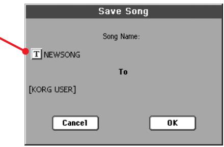 KORG PA800 - Appuyez sur le bouton save à l'écran pour afficher la boîte de dialogue save song. - 1