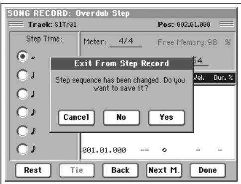 KORG PA800 - Quitter le mode step record sans sauvegarder - 1