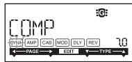 KORG PANDORA MINI - AMPSetting the gain [GAIN] (distortion amount) and mid-range frequency [MIDFREQ] for the selected amp model - 1