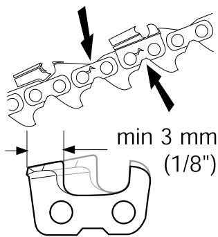 JONSERED CS 2117 EL - Vérification de l'usure de la chaine - 2