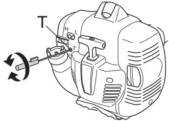JONSERED GC 2236 - Fijnafstelling van het stationair toerental T - 1