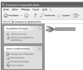 OLIVETTI D-COPIA 200D - Cliquez sur le bouton "Démarrer", sélectionnez "Panneau de configuration", cliquez sur "Imprimantes et autre matériel", puis cliquez sur "Scanneurs et apparéils photo" dans le menu démarrer. Cliquez sur l'icone "OLIVETTI d-Copia 200D/201D" puis sélectionné "Obtenir les photos" dans la rubrique "Acquisition d/images". - 1