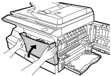 OLIVETTI D-COPIA 200D - Fermez le capot frontal, puis le capot latorial en appuyant sur les zones arrondies situées à côté du bouton d'ouverture du capot latorial. - 2