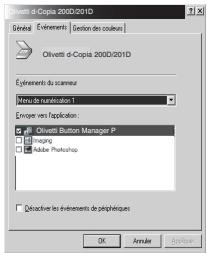OLIVETTI D-COPIA 200D - Dans la boite de dialogue "Propriétés", activez l'onglet "Événements". - 1