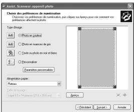 OLIVETTI D-COPIA 200D E D-COPIA 201D - "L'Assistant Scanner et apparéil photo" démarre. Cliquez sur le bouton "Suvant" et définissez les paramètres de numérisation de base. - 1