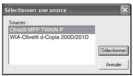 OLIVETTI D-COPIA 200D E D-COPIA 201D - Sélectionnez "OLIVETTI MFP TWAIN P", puis cliquez sur le bouton "Sélectionner". - 1