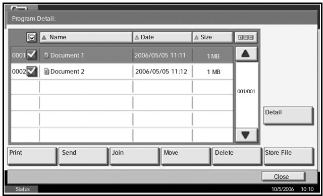OLIVETTI D-COPIA 300MF - From the list, select the check box beside the document to be moved. The selected document is indicated by a checkmark in the check box. - 1