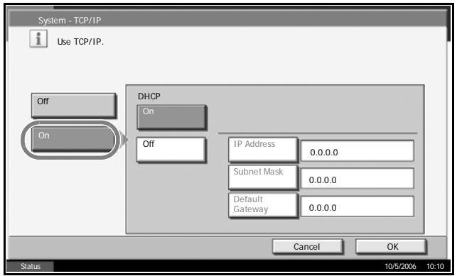 OLIVETTI D-COPIA 300MF-400M-500MF - Press [On] of TCP/IP. - 1