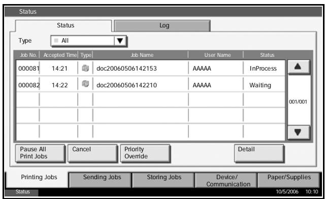 OLIVETTI D-COPIA 400M - Status/Job Cancel Screen - 1