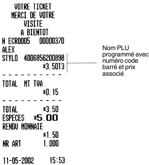 OLIVETTI ECR 3550 T - Enregistrement d'une transaction de ventes par lecture du code barré sur l'étiquette du produit avec le lecteur correspondant - 1