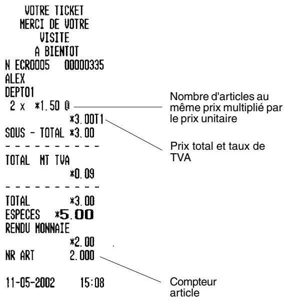 OLIVETTI ECR 3550 T - Enregistrement de la vente de plusieurs articles au même prix - 1