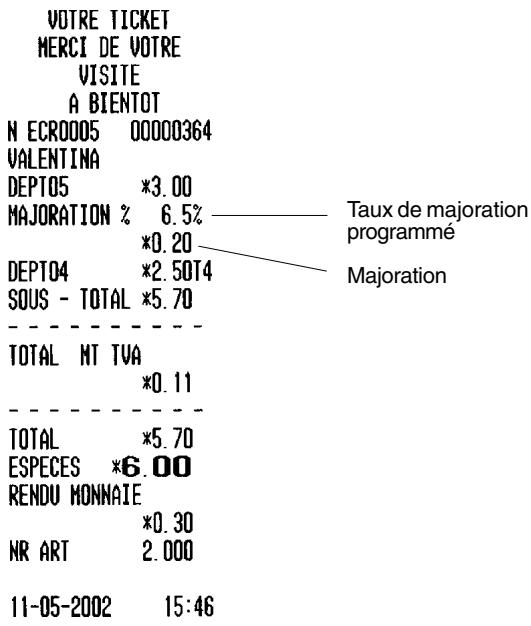 OLIVETTI ECR 3550 T - Application d'un taux de majorationprogrammé sur certains articles - 1