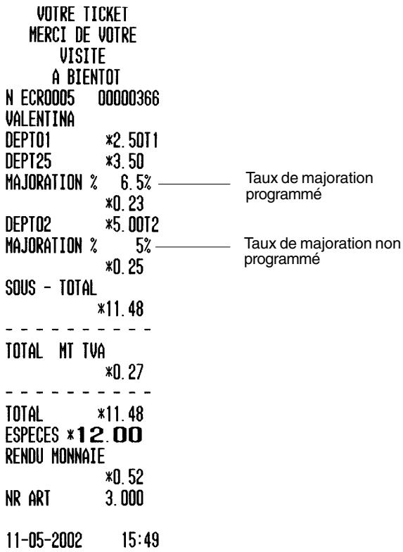 OLIVETTI ECR 3550 T - Application d'un taux de majoration programme à certains articles et d'un taux non programme à d'autres - 1