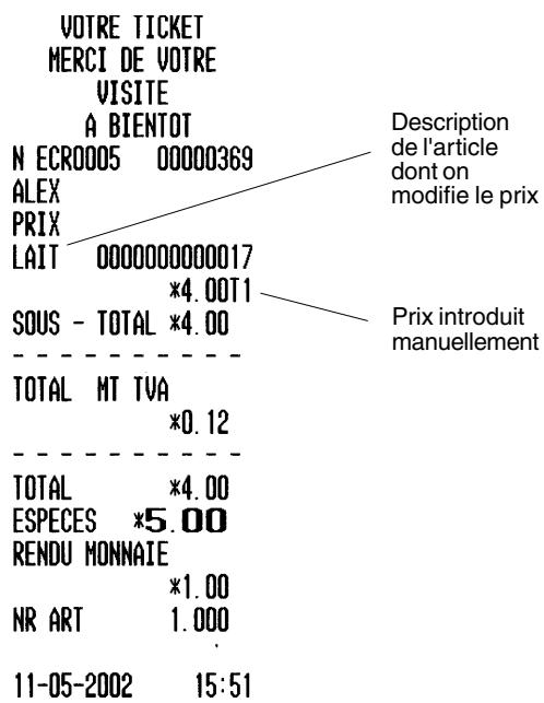 OLIVETTI ECR 3550 T - Modification du prix enregistré pour un article PLU - 1