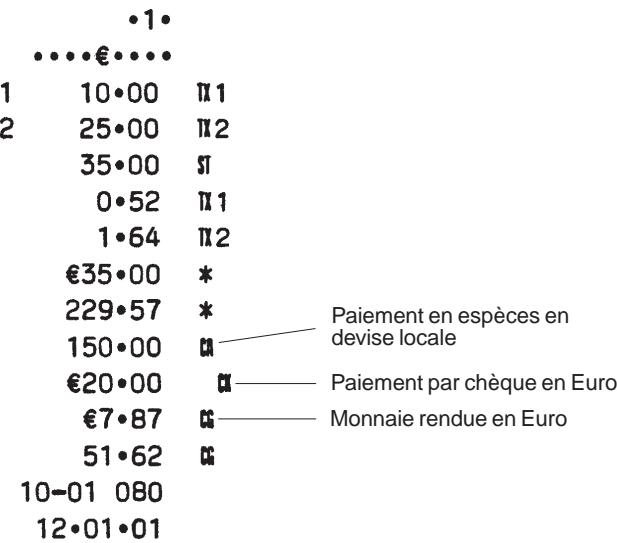 OLIVETTI ECR 5200 - Paiement en devise locale en espèce et par chèque en euro avec calcul de la monnaie - 1