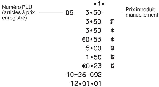 OLIVETTI ECR 5200 - Modification d'un prix enregistré pour un article PLU défini dans une sous-catégorie programmée pour les articles PLU à prix libre - 1
