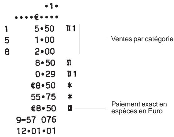 OLIVETTI ECR 5200 - Enregistrement d'une vente multiple avec paiement exact en espèces - 1