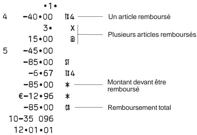 OLIVETTI ECR 5200 - Remboursement de plusieurs articles - 1