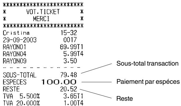 OLIVETTI ECR 5500 - Enregistrer une vente avec rayons multiples avec paiement avec reste - 1
