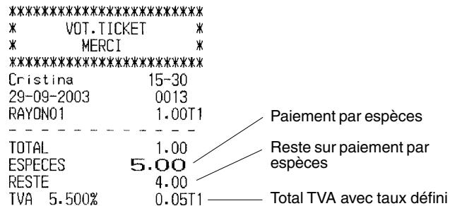 OLIVETTI ECR 5500 - Enregister une vente d'article à l'unité avec paiement avec reste - 1