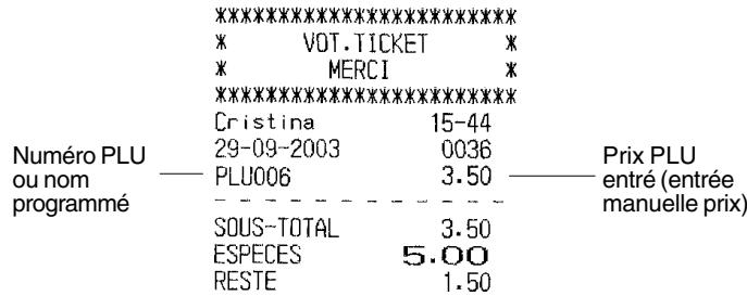 OLIVETTI ECR 5500 - Surimprimer un prix PLU préétabli dans un sous-Rayon préétabli pour un prix libre PLU - 1