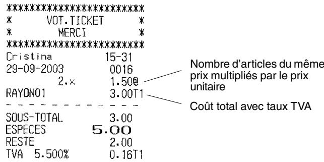 OLIVETTI ECR 5500 - Enregistrer une vente d'articles multiples ayant le même prix - 1