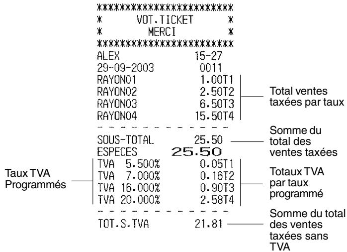 OLIVETTI ECR 5500 - Imprimer le montant du total des ventes taxables sans TVA (T OT. S. TVA) - 1