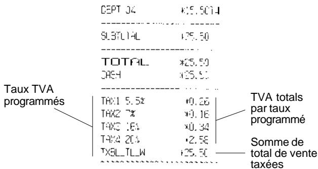 OLIVETTI ECR 6700 - Ticket avec la somme du total des ventes taxées (TOT. MT. TTC) - condition de la machine 39 - 1