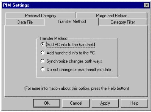 OLIVETTI COMPANIONLINK - Choix d'une méthode de transfert - 1
