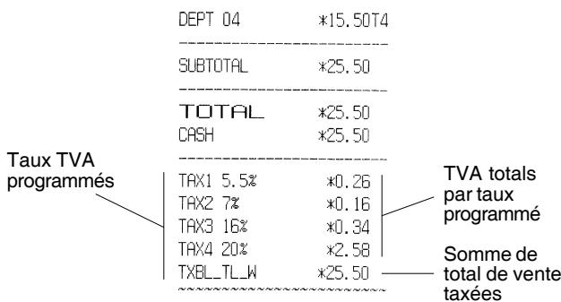 OLIVETTI ECR 7700 - Ticket avec la somme du total des ventes taxées (TOT. MT. TTC) - condition de la machine 39 - 1