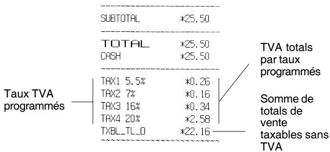 OLIVETTI ECR 7700 - Ticket avec somme des totaux de vente taxables sans TVA (TVA TOT EXCL) - condition de la machine 41 - 1