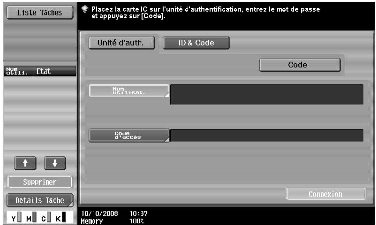 OLIVETTI D-COLOR MF220 - Lorsque [Authentication Carte + Mot de passage] est activé - 2