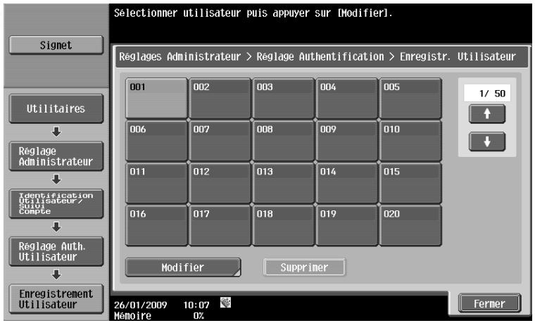 OLIVETTI D-COLOR MF220 - Enregistrer un utilisateur depuis le Panneau de contrôle de cette machine - 1