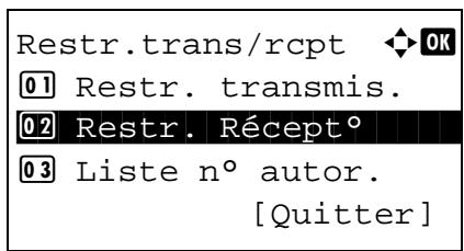 OLIVETTI D-COLOR MF2603 - Paramétrage de restrictions de réception - 1