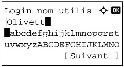 OLIVETTI D-COLOR MF2603 - Saisie lorsque [Sélect. caract.] est sélectionné dans les paramètres de l'opération de connexion - 1